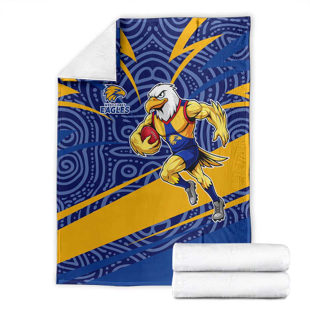 West Coast Eagles Australian Football Blanket Fierce Eagle Mascot With Indigenous Pattern Art