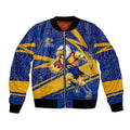 West Coast Eagles Australian Football Bomber Jacket Fierce Eagle Mascot With Indigenous Pattern Art