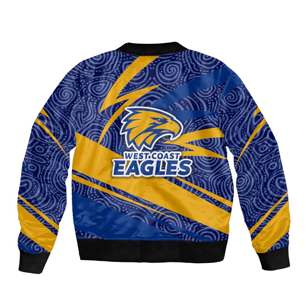 West Coast Eagles Australian Football Bomber Jacket Fierce Eagle Mascot With Indigenous Pattern Art