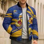 West Coast Eagles Australian Football Bomber Puffer Jacket Fierce Eagle Mascot With Indigenous Pattern Art