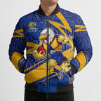 West Coast Eagles Australian Football Bomber Puffer Jacket Fierce Eagle Mascot With Indigenous Pattern Art