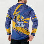West Coast Eagles Australian Football Button Sweatshirt Fierce Eagle Mascot With Indigenous Pattern Art