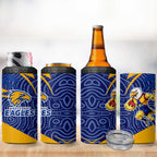 West Coast Eagles Australian Football 4 in 1 Can Cooler Tumbler Fierce Eagle Mascot With Indigenous Pattern Art