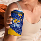 West Coast Eagles Australian Football 4 in 1 Can Cooler Tumbler Fierce Eagle Mascot With Indigenous Pattern Art