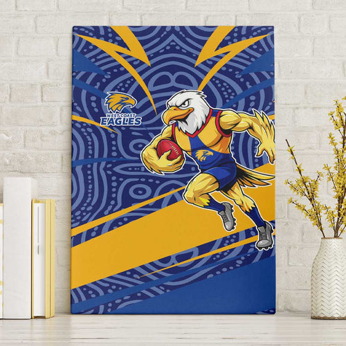 West Coast Eagles Australian Football Canvas Wall Art Fierce Eagle Mascot With Indigenous Pattern Art