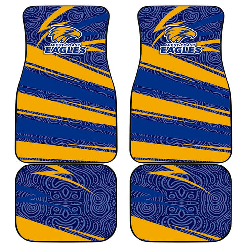 West Coast Eagles Australian Football Car Mats Fierce Eagle Mascot With Indigenous Pattern Art