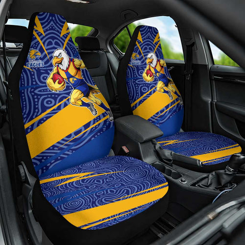 West Coast Eagles Australian Football Car Seat Cover Fierce Eagle Mascot With Indigenous Pattern Art