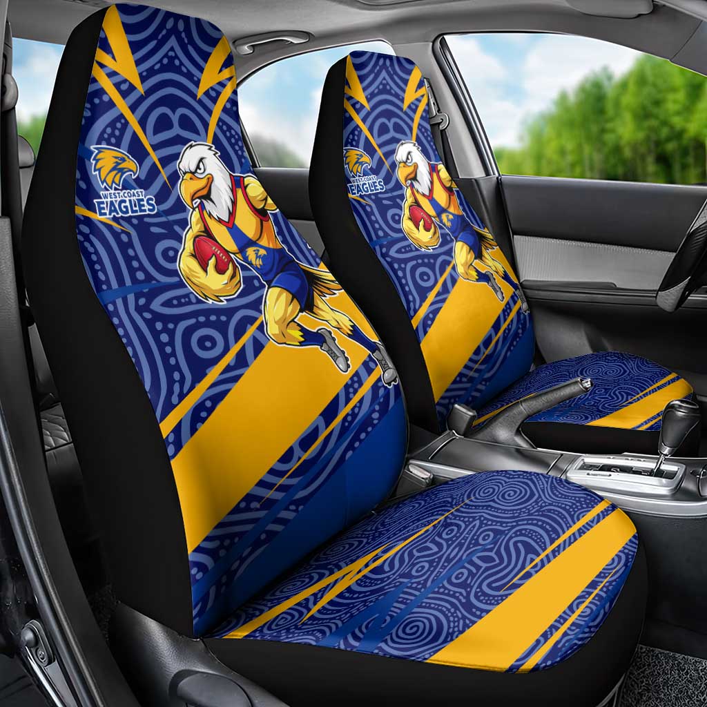 West Coast Eagles Australian Football Car Seat Cover Fierce Eagle Mascot With Indigenous Pattern Art