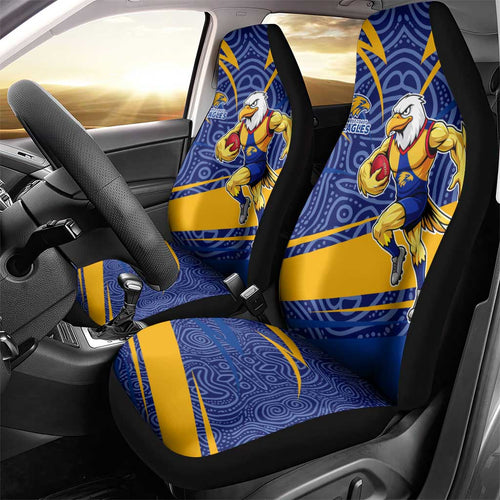 West Coast Eagles Australian Football Car Seat Cover Fierce Eagle Mascot With Indigenous Pattern Art