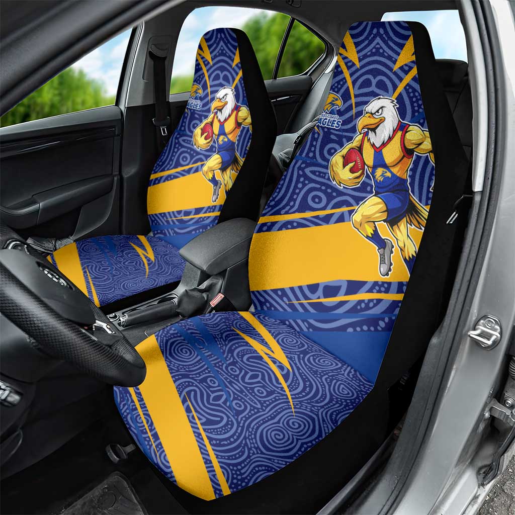 West Coast Eagles Australian Football Car Seat Cover Fierce Eagle Mascot With Indigenous Pattern Art