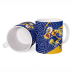 West Coast Eagles Australian Football Ceramic Mug Fierce Eagle Mascot With Indigenous Pattern Art