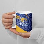 West Coast Eagles Australian Football Ceramic Mug Fierce Eagle Mascot With Indigenous Pattern Art