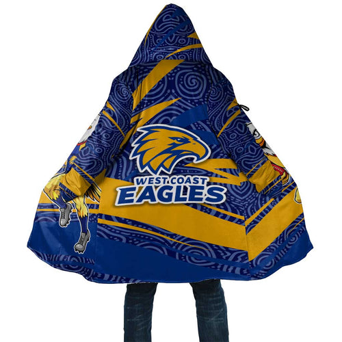 West Coast Eagles Australian Football Cloak Fierce Eagle Mascot With Indigenous Pattern Art