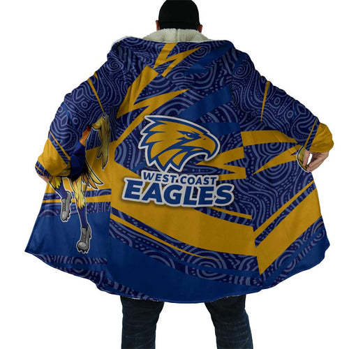 West Coast Eagles Australian Football Cloak Fierce Eagle Mascot With Indigenous Pattern Art