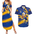 West Coast Eagles Australian Football Couples Matching Summer Maxi Dress and Hawaiian Shirt Fierce Eagle Mascot With Indigenous Pattern Art