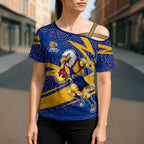 West Coast Eagles Australian Football Cross Shoulder Shirt Fierce Eagle Mascot With Indigenous Pattern Art