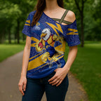 West Coast Eagles Australian Football Cross Shoulder Shirt Fierce Eagle Mascot With Indigenous Pattern Art
