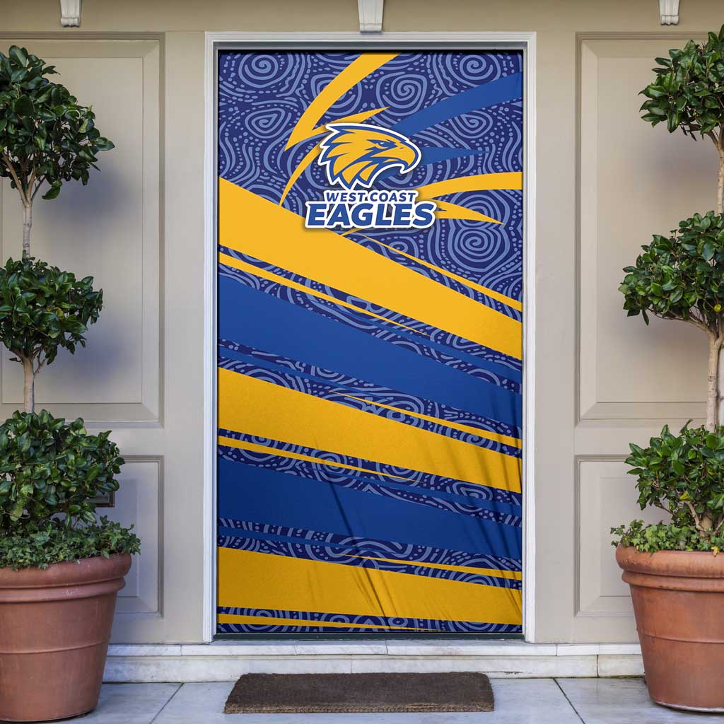 West Coast Eagles Australian Football Door Cover Fierce Eagle Mascot With Indigenous Pattern Art