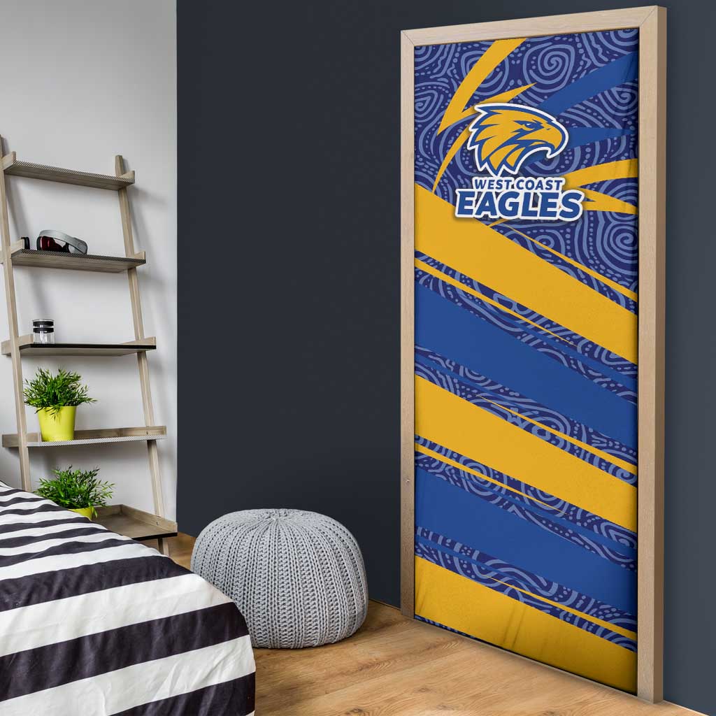 West Coast Eagles Australian Football Door Cover Fierce Eagle Mascot With Indigenous Pattern Art