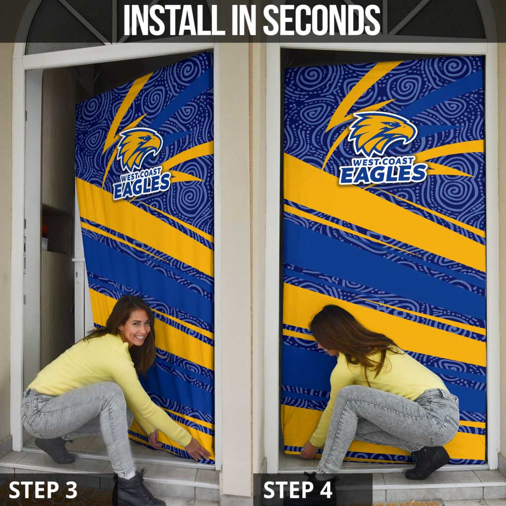 West Coast Eagles Australian Football Door Cover Fierce Eagle Mascot With Indigenous Pattern Art
