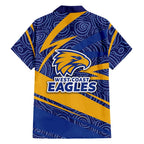 West Coast Eagles Australian Football Family Matching Off The Shoulder Long Sleeve Dress and Hawaiian Shirt Fierce Eagle Mascot With Indigenous Pattern Art