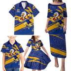 West Coast Eagles Australian Football Family Matching Puletasi and Hawaiian Shirt Fierce Eagle Mascot With Indigenous Pattern Art