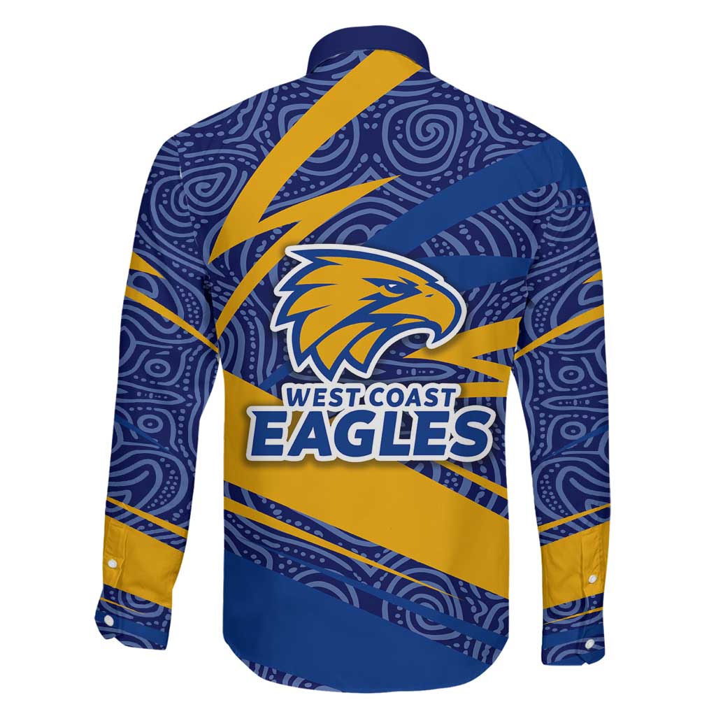 West Coast Eagles Australian Football Family Matching Short Sleeve Bodycon Dress and Hawaiian Shirt Fierce Eagle Mascot With Indigenous Pattern Art