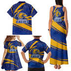 West Coast Eagles Australian Football Family Matching Tank Maxi Dress and Hawaiian Shirt Fierce Eagle Mascot With Indigenous Pattern Art