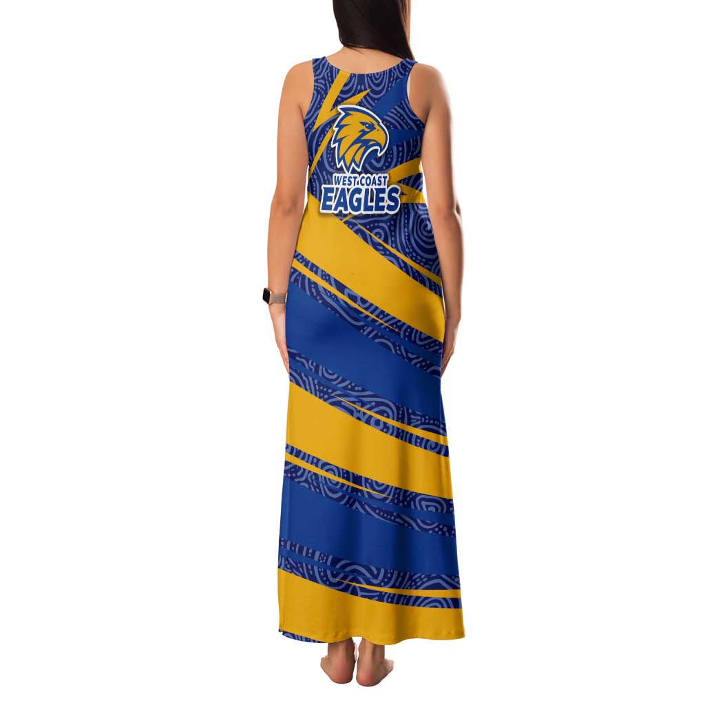 West Coast Eagles Australian Football Family Matching Tank Maxi Dress and Hawaiian Shirt Fierce Eagle Mascot With Indigenous Pattern Art