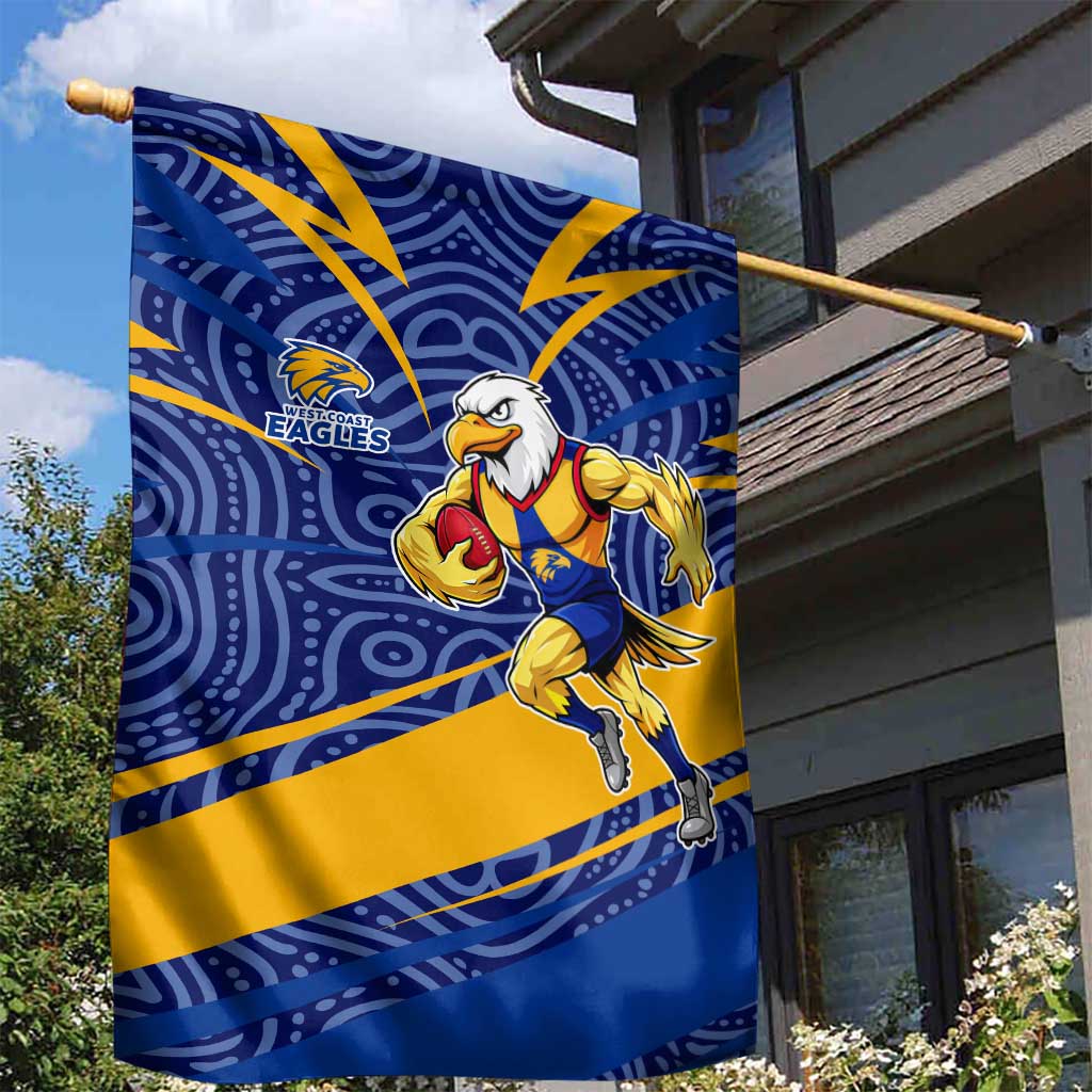 West Coast Eagles Australian Football Garden Flag Fierce Eagle Mascot With Indigenous Pattern Art