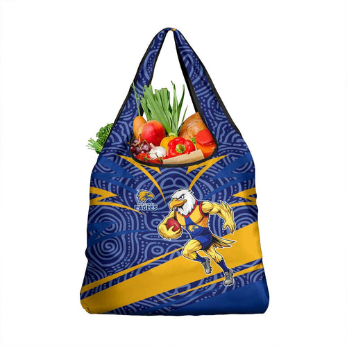 West Coast Eagles Australian Football Grocery Bag Fierce Eagle Mascot With Indigenous Pattern Art
