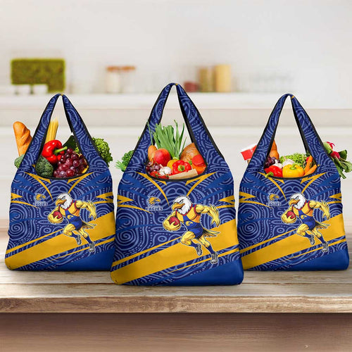 West Coast Eagles Australian Football Grocery Bag Fierce Eagle Mascot With Indigenous Pattern Art