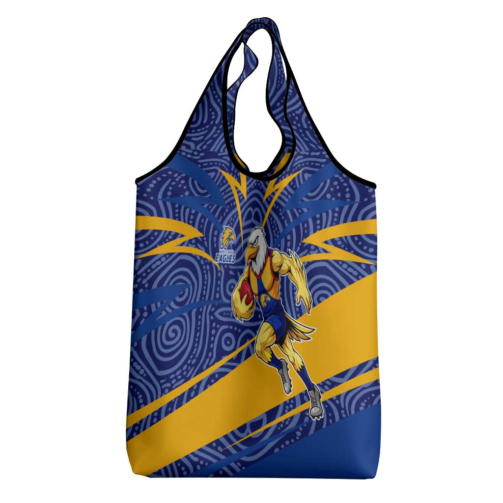 West Coast Eagles Australian Football Grocery Bag Fierce Eagle Mascot With Indigenous Pattern Art