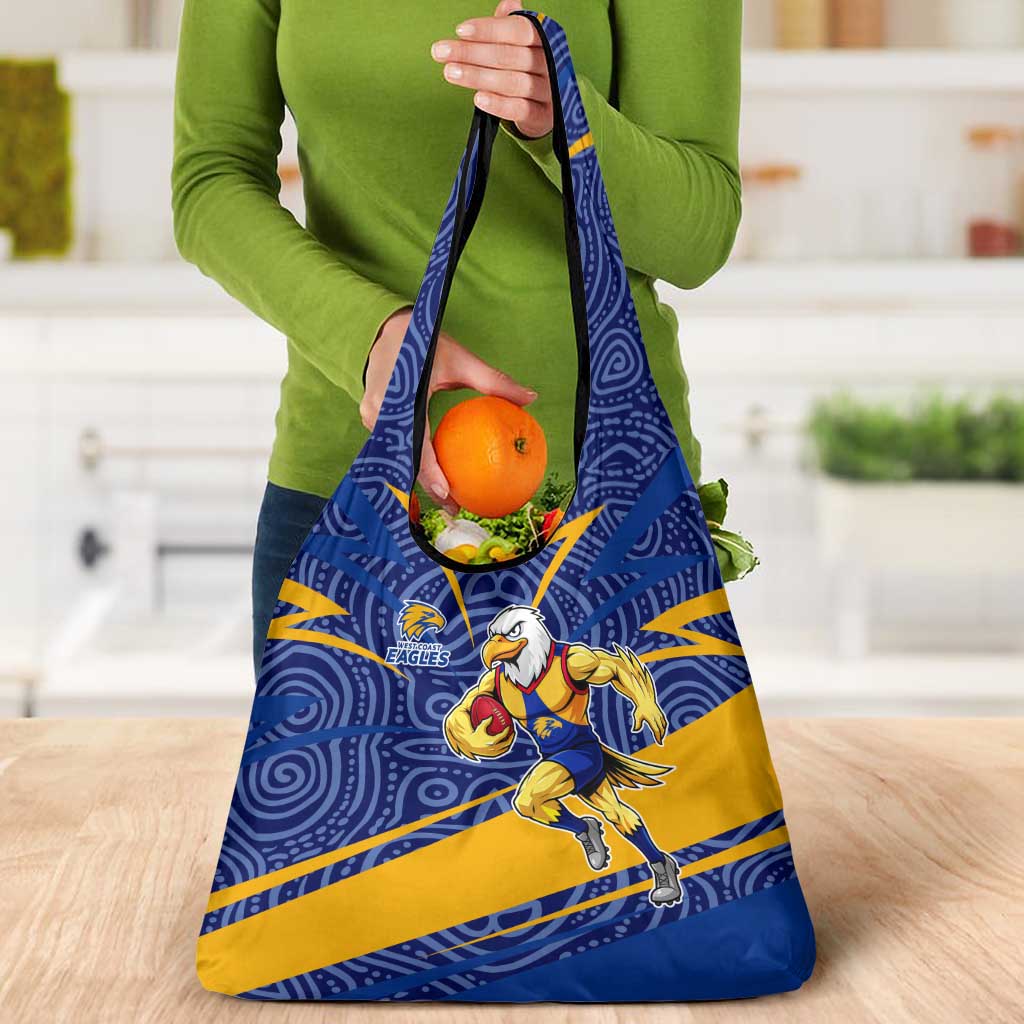 West Coast Eagles Australian Football Grocery Bag Fierce Eagle Mascot With Indigenous Pattern Art
