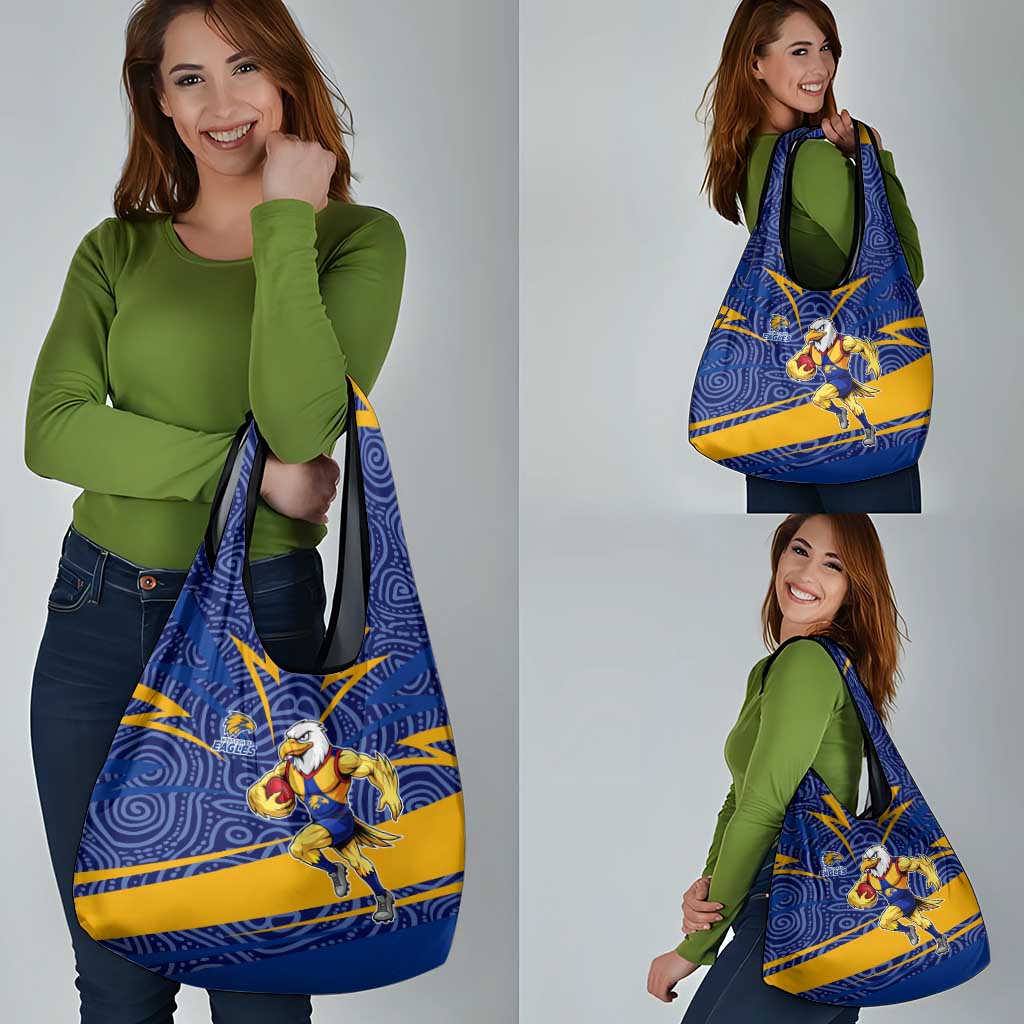 West Coast Eagles Australian Football Grocery Bag Fierce Eagle Mascot With Indigenous Pattern Art