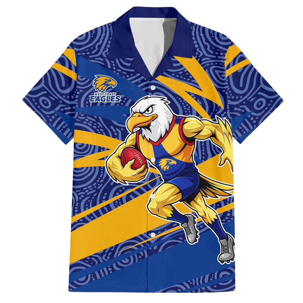 West Coast Eagles Australian Football Hawaiian Shirt Fierce Eagle Mascot With Indigenous Pattern Art