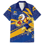West Coast Eagles Australian Football Hawaiian Shirt Fierce Eagle Mascot With Indigenous Pattern Art