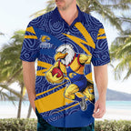 West Coast Eagles Australian Football Hawaiian Shirt Fierce Eagle Mascot With Indigenous Pattern Art