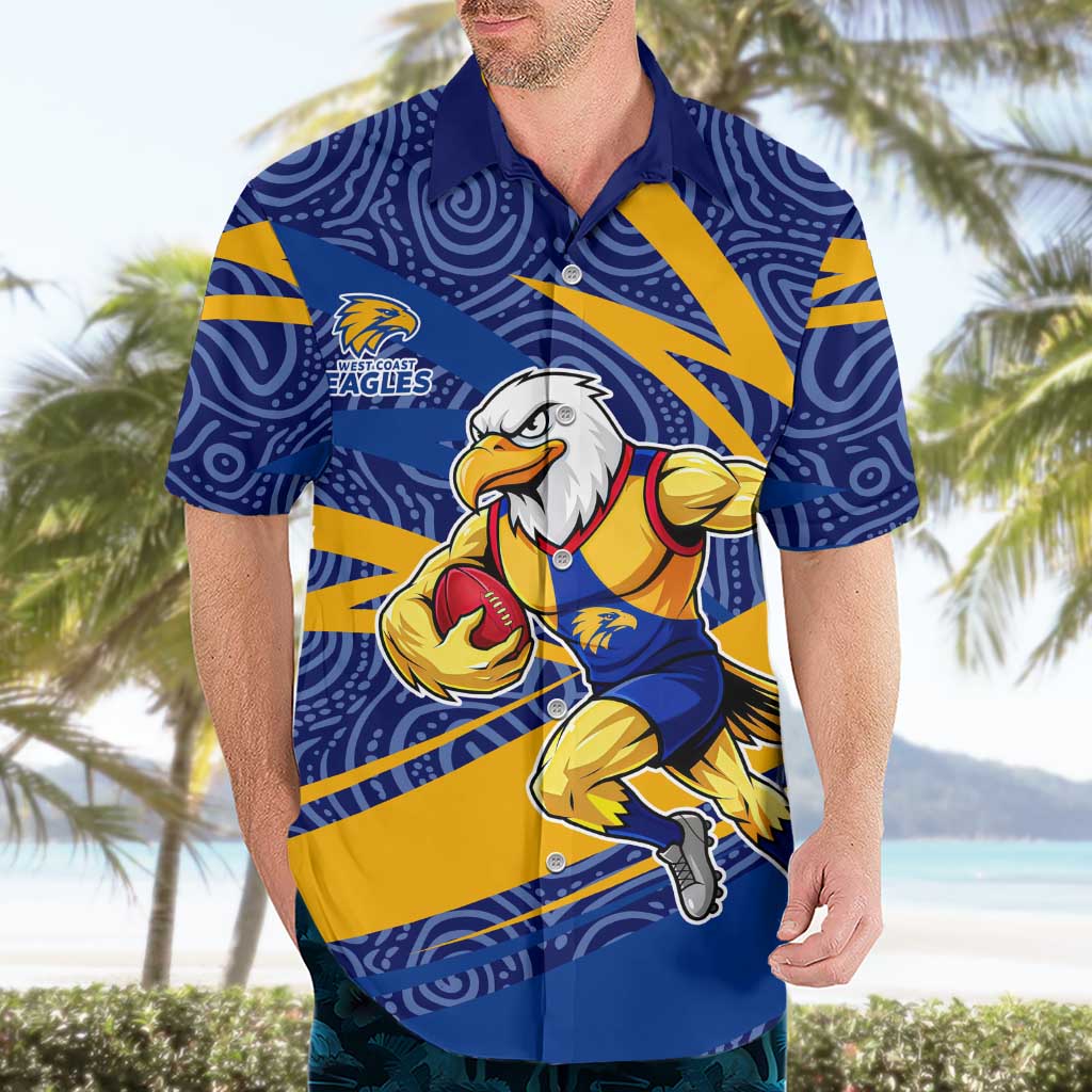West Coast Eagles Australian Football Hawaiian Shirt Fierce Eagle Mascot With Indigenous Pattern Art