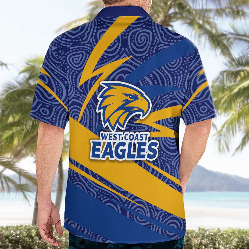 West Coast Eagles Australian Football Hawaiian Shirt Fierce Eagle Mascot With Indigenous Pattern Art