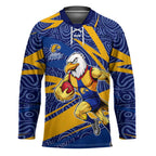 West Coast Eagles Australian Football Hockey Jersey Fierce Eagle Mascot With Indigenous Pattern Art