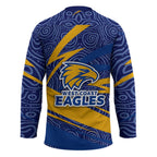 West Coast Eagles Australian Football Hockey Jersey Fierce Eagle Mascot With Indigenous Pattern Art