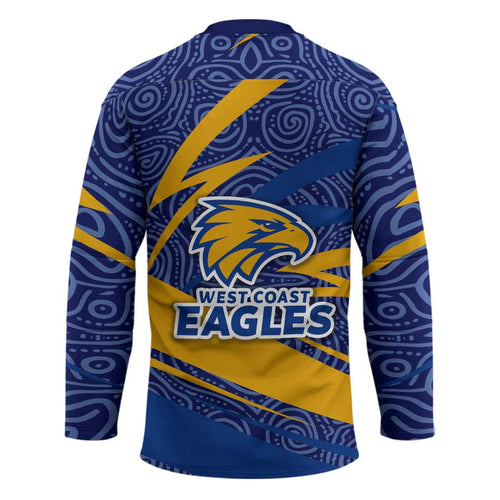 West Coast Eagles Australian Football Hockey Jersey Fierce Eagle Mascot With Indigenous Pattern Art