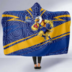 West Coast Eagles Australian Football Hooded Blanket Fierce Eagle Mascot With Indigenous Pattern Art
