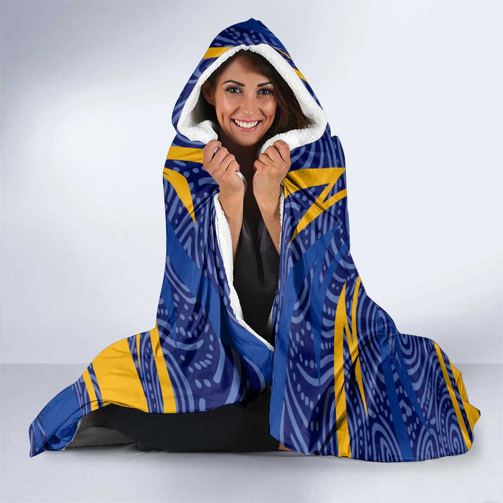 West Coast Eagles Australian Football Hooded Blanket Fierce Eagle Mascot With Indigenous Pattern Art