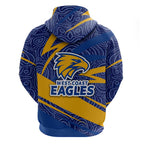 West Coast Eagles Australian Football Hoodie Fierce Eagle Mascot With Indigenous Pattern Art