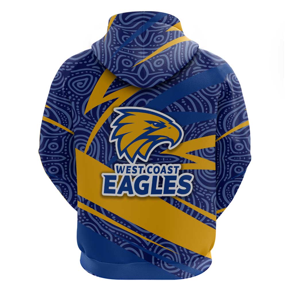 West Coast Eagles Australian Football Hoodie Fierce Eagle Mascot With Indigenous Pattern Art