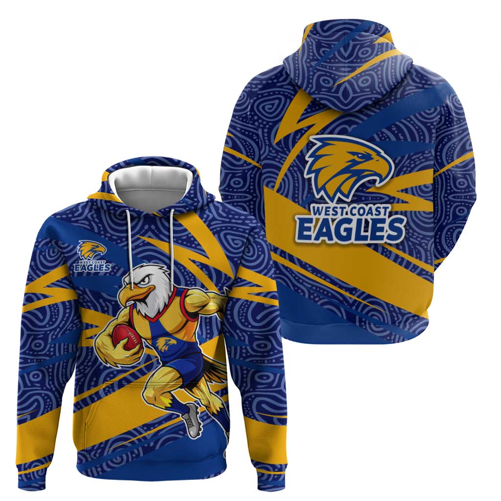 West Coast Eagles Australian Football Hoodie Fierce Eagle Mascot With Indigenous Pattern Art
