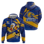 West Coast Eagles Australian Football Hoodie Fierce Eagle Mascot With Indigenous Pattern Art