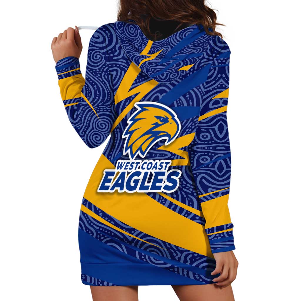 West Coast Eagles Australian Football Hoodie Dress Fierce Eagle Mascot With Indigenous Pattern Art